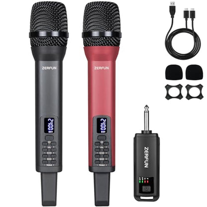 Rechargeable Wireless Microphones Dual, D240, Grey&Red - color: Gray & Red, style: 2 Mics