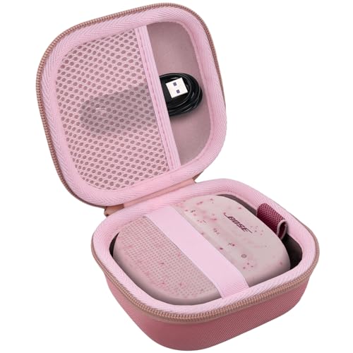 for Bose New SoundLink Micro 2nd Gen Speaker Protective Case, Petal Pink | EVA Hard Shell, Soft Velvet Lining, Durable Wrist Strap, Portable Travel Bag with Carabiner, Mesh Accessory Pocket - color: Petal Pink Case
