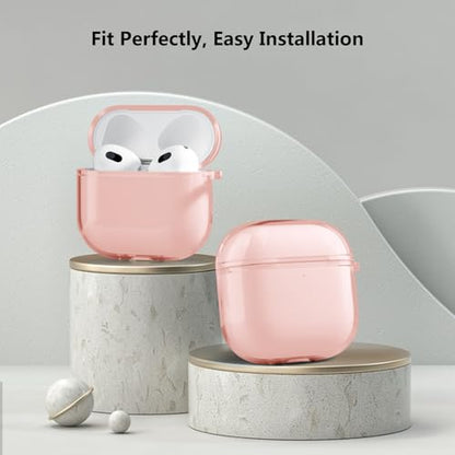 Aircawin Clear Case for Airpods 4, Full Protective Cover, Soft Transparent Shockproof TPU Case with Keychain - Pink - color: Clear Pink, size: Airpods 4