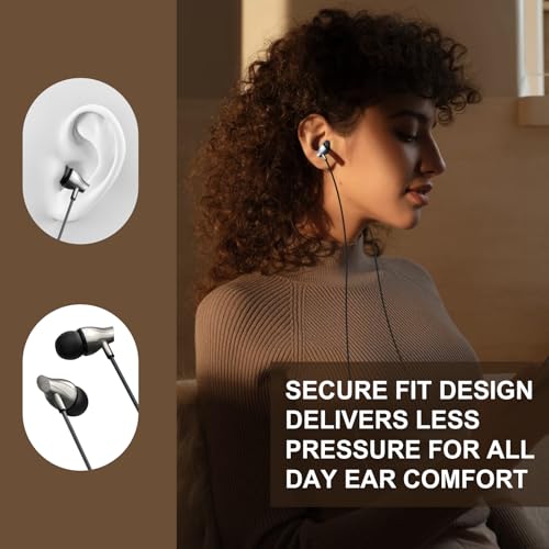 Wired Earbuds with Microphone, 3.5mm in-Ear Headphones with Volume Control, Noise Isolating Wired Earphones for School, Work, Travel
