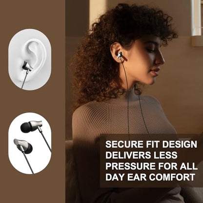 Wired Earbuds with Microphone, 3.5mm in-Ear Headphones with Volume Control, Noise Isolating Wired Earphones for School, Work, Travel
