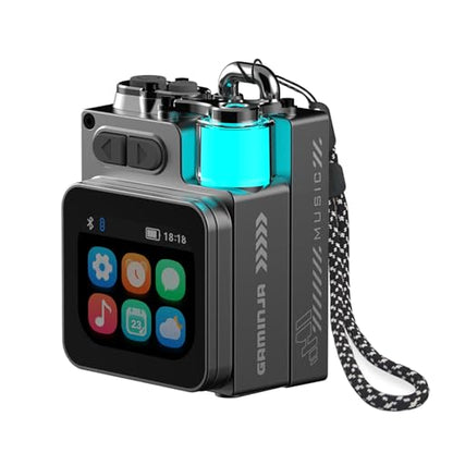 Wireless Bluetooth Speaker Mini, 2-Inch Screen RGB Subwoofer, Small Speaker Portable with Alarm Clock, Weather, Calendar,6H Battery, Metal Pendant Waterproof Large Hd Sound Pocket Stereo - color: Black