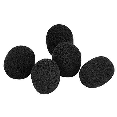 Eboot 5 Pack Mini Lapel Headset Microphone Windscreen Foam Cover, Black | Mic Muffler Pop Filter, Lapel Mic Foam Cover, Small Mic Windscreen,Fits Most Headset Mic Heads, Reduces Wind Noise