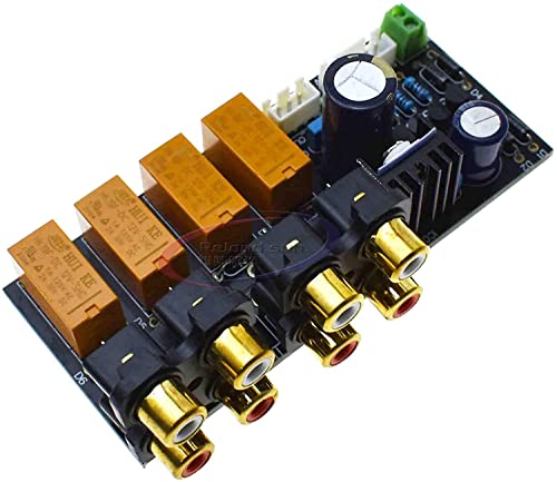 RCA Audio Switch Input Selection Board Lotus Seat Stereo Relay 4-Way Audio Input Signal Selector Switching Amplifier DIY