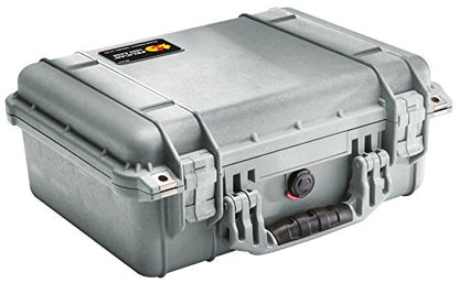 Pelican 1450 Case With Foam (Silver) | Watertight copolymer shell with foam insert and purge valve for impact, vibration and shock - color: Silver, style: With Foam