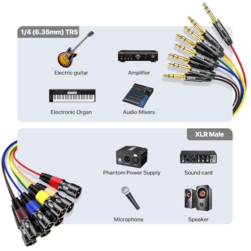 EBXYA 8 Channel 1/4 Inch TRS to XLR Snake Cables,Recording Snake Cable | 6.35mm Male Jack Stereo Audio Balanced Line to XLR Cables,10 Feet 1 Pack - size: 8-Channel 10 Feet, style: TRS to XLR Male