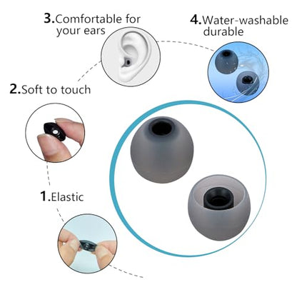 Earbud Tips Ear Bud Tips Soft Anti Slip Washable and Reusable Silicone Replacement Earbud Tips Fit Most in-Ear Earbuds(Inner Hole 3.8mm -5.1mm) 18pcs S M L - color: color-31