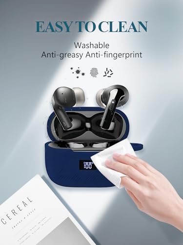 Case Cover for tozo T20 Wireless Earbuds Bluetooth Headphones,Protective Soft Silicone Skin Case Cover Shock-Absorbing Protective Case with Keychain,Lanyard and Cleaning Pen-Blue - color: BLUE