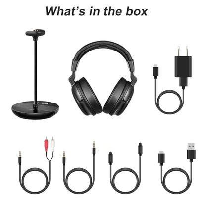 SIMOLIO Wireless TV Headphones for Seniors Hard of Hearing Bluetooth for PC | Clear Voice & Loud Volume, OPT/AUX Passthrough to Soundbar, L/R Audio Balance, Ambient Mode, Battery & Earpads Replaceable - style: One Headset
