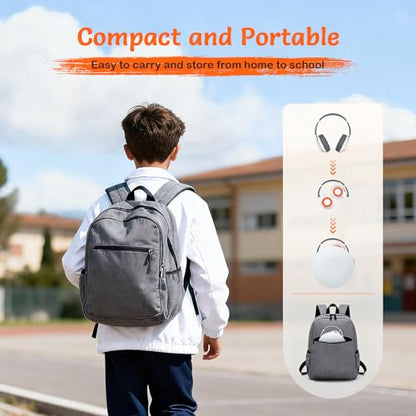 TONOSHARK Kids Bluetooth Headphones with ANC, Wireless Over-Ear Headset | for Boys and Girls, Foldable & Adjustable, Ideal for School, Travel and Online Learning (White) - color: White