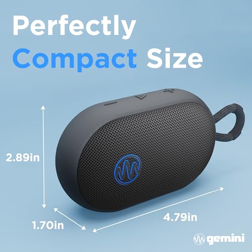 Gemini Mini Bluetooth Speaker, Waterproof, Clip-On, 12-Hr Play (BeatOrb) | IPX7 waterproof mini speaker, clip-on - 12 hr battery, USB-C - true wireless stereo - 0.44 lb, strap