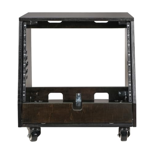 Sound Town DIY 8U Slanted Studio Rack with Casters for Home Studio and Recording Room, Baltic Birch Plywood, Black Espresso (SDRK-8TD) - size: 8U,Black Espresso
