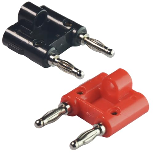 CESS Dual Way 4mm Banana Male Speaker Plug, Red Black, 4 Pack | Distinct positive and negative markings make connections easy to identify.