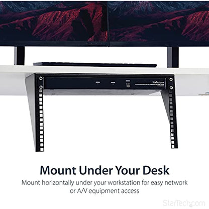 StarTech 6U Vertical Wall-Mount Patch Panel Rack, 19in, TAA (RK619WALLV) | Open-frame steel vertical mounting bracket for networking and data equipment, EIA-310, Includes cage screws and nuts - size: 6U
