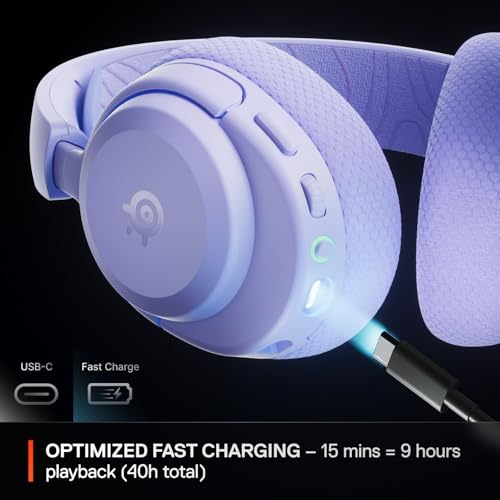 SteelSeries Arctis Nova 3P Wireless Multi-Platform Gaming Headset — Mobile App Control — 40 HR Battery — Neodymium Magnetic Drivers — 2.4GHz/Bluetooth — PS5, PS4, PC, Switch, Mobile — Lavender - color: Lavender, style: PlayStation|Switch|PC