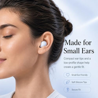 Invisible Bluetooth Earbuds for Small Ears, Skin Tone, Mini Wireless, Discreet, for Side Sleepers, Work, Office, with Smart LED Display Charging Case, White - color: White