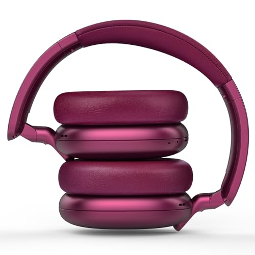 C6 Active Noise Cancelling Headphones, Wireless Over Ear Bluetooth Headphones, 60H Playtime, Lightweight Folding Deep Bass Comfort Fit Ear Cups Headset with Mic for iPad/Travel/PC/Home Red - color: Red