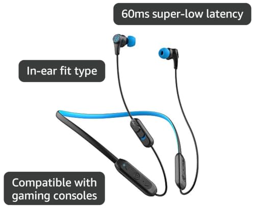 JLab Play Gaming Wireless Earbuds, 11+ Hour Bluetooth 5 Playtime 60ms Super-Low Latency for Mobile Gameplay, Built-in Microphone, AUX Gaming Cord Compatible with Gaming Consoles