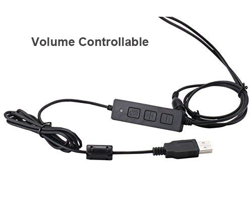 Corded Hands-Free Call Center Noise Cancelling Binaural USB Headset Headphones with Mic/Microphone - Cord with USB Plug, Volume Control- for Computer/PC/Laptop Use Only - size: Binaural