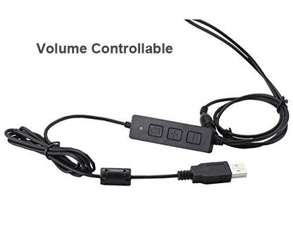Corded Hands-Free Call Center Noise Cancelling Binaural USB Headset Headphones with Mic/Microphone - Cord with USB Plug, Volume Control- for Computer/PC/Laptop Use Only - size: Binaural