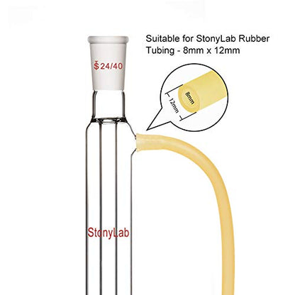 StonyLab Borosilicate Glass Liebig Condenser with 24/40 Joint 200 mm Jacket Length Lab Glass Condenser - size: 200 mm