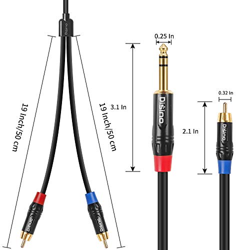 RCA to 1/4 Insert Cable, 6.35mm TRS Male to Dual RCA Audio Y Splitter Cable - 3.3 FT / 1Meter - size: 3.3 Feet