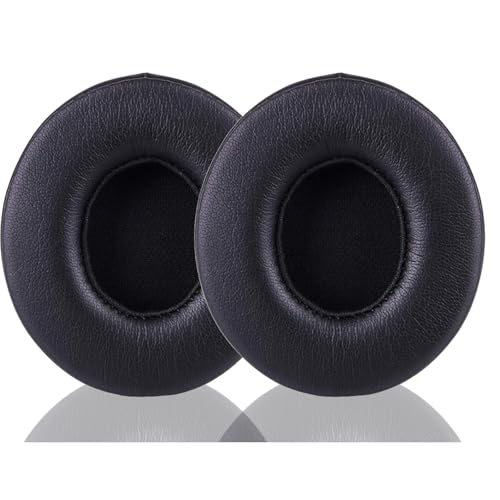 Replacement Ear Pad Cover Compatible with Beats by Dre Solo3 Solo2 Wired Wireless Headphones Protein Leather Memory Foam Headphone Cushion Ear Muffs-Black - color: black
