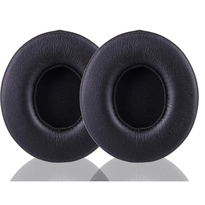 Replacement Ear Pad Cover Compatible with Beats by Dre Solo3 Solo2 Wired Wireless Headphones Protein Leather Memory Foam Headphone Cushion Ear Muffs-Black - color: black