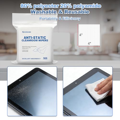 Anti-Static Microfiber cloths 4"x4"(400 Pcs,200GSM) | Lint Free Cloths,Reusable,Special ESD Protection Design is Suitable for Protecting Sensitive Electronic Components and Tools - size: 4"x4" (Pack of 400)