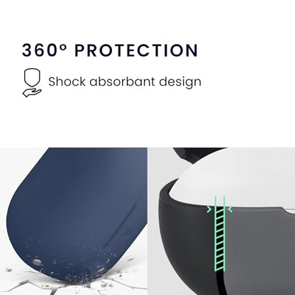 kwmobile Cover for Bose QuietComfort Earbuds Case - Silicone Cover for Earbuds Charging Case - Protective Headphone Holder with Carabiner Clip - Dark Blue - color: dark blue