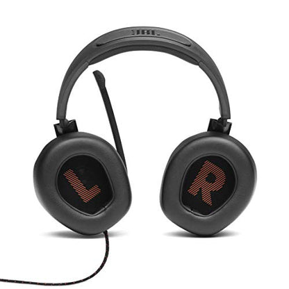 JBL Quantum 200 - Wired over-ear gaming headset with Voice focus directional flip-up mic and memory foam ear cushions (Black) - size: Large