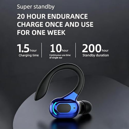 Wireless Headset Business Headphones,Waterproof Hanging Single Ear Earbuds,Mono Wireless Headset Noise Cancelling Sports Wireless Earpiece with Mic for Smart Phones (Blue) - color: Blue