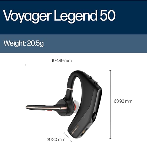 Poly Voyager Legend 50 UC Bluetooth Headset with Charging Case - 4 Noise-Canceling Mics, AI NoiseBlockAI & WindSmart Tech - Bluetooth Headphones with Mic, Smart Call Controls, All-Day Comfort - style: Legend 50 with Charging Case