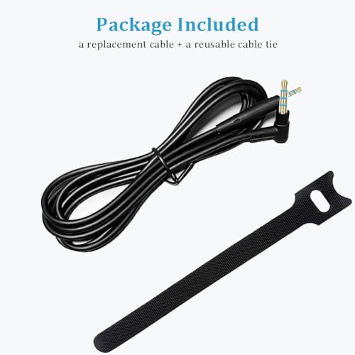 QC35/QC25 Replacement Cord 2.5mm to 3.5mm Cable with Reusable Cable Tie, Headphone Audio AUX Wire Compatible with Bose QuietComfort 35 II, QC45/QC35/QC25, NC700/OE2/SoundLink/SoundTrue Headphones