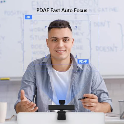 Angetube Wide Angle 4K Webcam for PC, 120° FOV Video Conference Web Camera | PDAF Autofocus, 2 Noise-Cancelling Mics, 1080P@60FPS, Auto Light Correction, USB-A/C, Privacy Cover, for Mac Laptop Desktop - size: PDAF 4K Webcam with Wide Angle