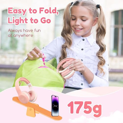 EarFun K2 Kids Bluetooth Headphones for School, Kids Headphones with Mic - color: Pink