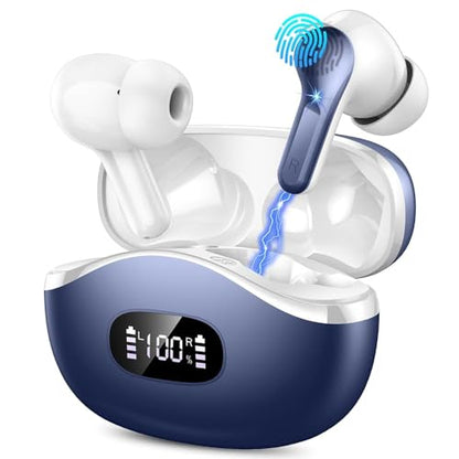 Wireless Earbuds Bluetooth 5.4, 2026 48Hrs Playtime Bluetooth Headphones, ENC Noise Cancelling Mic for Clear Calls, IPX7 Waterproof, Hi-Fi Stereo Deep Bass, USB-C Sport Ear Buds for Phone Laptop Blue - color: dark blue