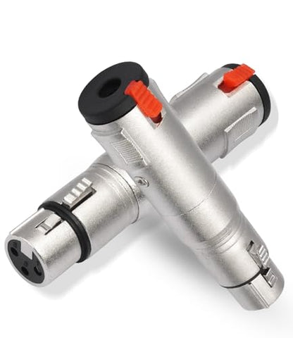 2Pack Lockable 1/4 TRS Female to 3Pin XLR Female Audio Adapter, Balance 6.35mm to XLR Adapter Suitable for Microphones, Mixing Consoles, and Power amplifiers - color: silver
