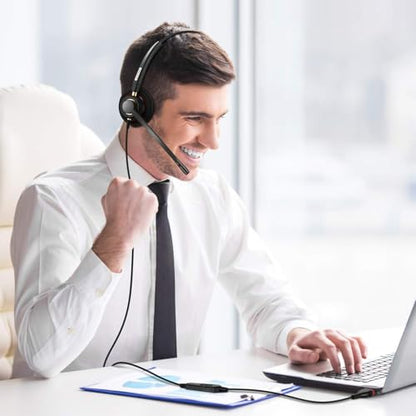 Arama USB Headset with Microphone for PC, Noise Cancelling & Audio Controls Ultra Comfort USB Headphone for Computer Laptop Pc Business Skype UC Webinar Call Center Office - color: Monaural-USB A