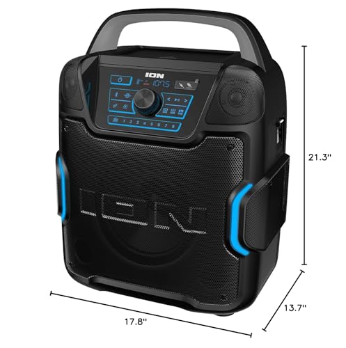ION Sport 320 200W Bluetooth Outdoor Speaker with Wheels | 320 Degree Sound, Water-Resistant, Rechargeable Battery, USB Charging, Stereo Linking, Bass Boost, App Control, for Parties - style: 200W water-resistant