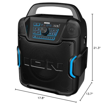 ION Sport 320 200W Bluetooth Outdoor Speaker with Wheels | 320 Degree Sound, Water-Resistant, Rechargeable Battery, USB Charging, Stereo Linking, Bass Boost, App Control, for Parties - style: 200W water-resistant
