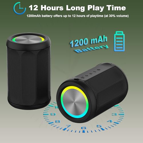 Small Portable Bluetooth Speaker with RGB Light, Clear Stereo Sound, Wireless Speaker Bluetooth 5.4, TWS Pairing, AUX & TF Card Input for Bedroom, Desk, Travel, Home