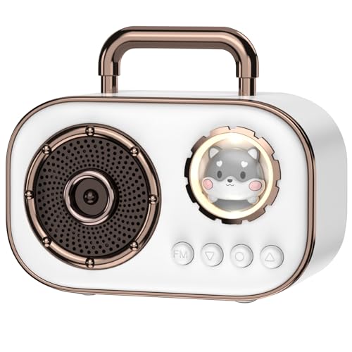 Wireless Bluetooth Speaker, Cute Mini Portable Speaker, Loud Sound,4H Playtime, Mic,TF/SD Card, Aux Line,Water-Proof for iOS Android Smartphone Home Office Gift Ideas White - color: White