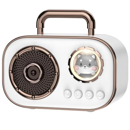 Wireless Bluetooth Speaker, Cute Mini Portable Speaker, Loud Sound,4H Playtime, Mic,TF/SD Card, Aux Line,Water-Proof for iOS Android Smartphone Home Office Gift Ideas White - color: White