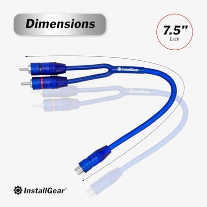 InstallGear 2 Pack, 1ft Shielded RCA Y Splitter Adapter for Car Audio, Speakers, and Home Systems - size: 1F-2M (1 ft, 2-Pack)