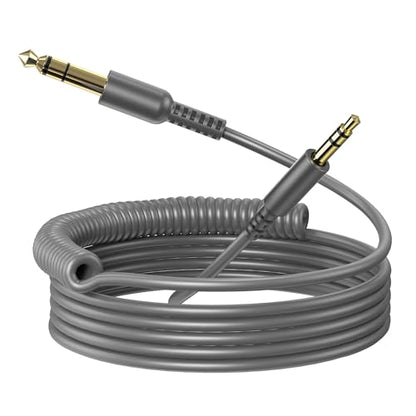 OneOdio 6.35mm to 3.5mm 6.6-9.8FT Stereo Adapter Cable Compatible with AMPs, Electronic Keyboards, Mixers, Guitars and Pro10/Pro30/Pro50 Headphones of OneOdio-Gray - color: Grey