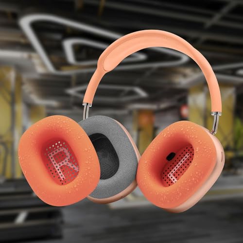 WC SweatZ Max - Patented Silicone Sweat Covers for AirPods Max 1 | Made by Wicked Cushions | (Does Not Fit AirPods Max 2). Sweatproof, Full Earpad Protection | Orange - color: Orange
