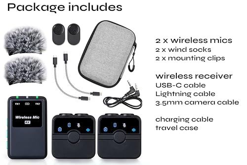 Creatormic Voice-enhancing Mini Wireless Lavalier Microphones for Iphone, Android, Camera - Limiter, Voice Eq, Noise Cancel, Magnetic Mount – 2 Pack Lapel Mics for Youtube, Vlogging, Streaming, Tiktok