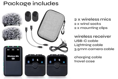 Creatormic Voice-enhancing Mini Wireless Lavalier Microphones for Iphone, Android, Camera - Limiter, Voice Eq, Noise Cancel, Magnetic Mount – 2 Pack Lapel Mics for Youtube, Vlogging, Streaming, Tiktok
