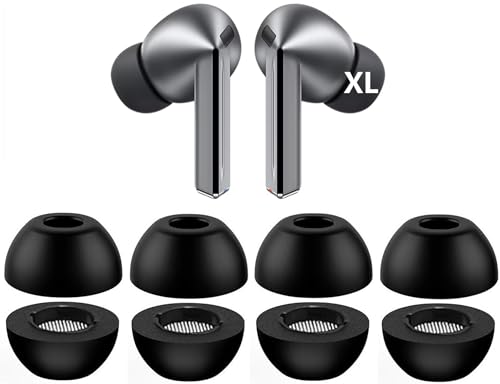 Replacement Foam Tips for Galaxy Buds3 Pro, Noise Cancelling Memory Foam Ear Tip, Fit in Case, XL Size 4 Pairs, Black XL (Buds3ProFoamXL4p) - size: Extra Large